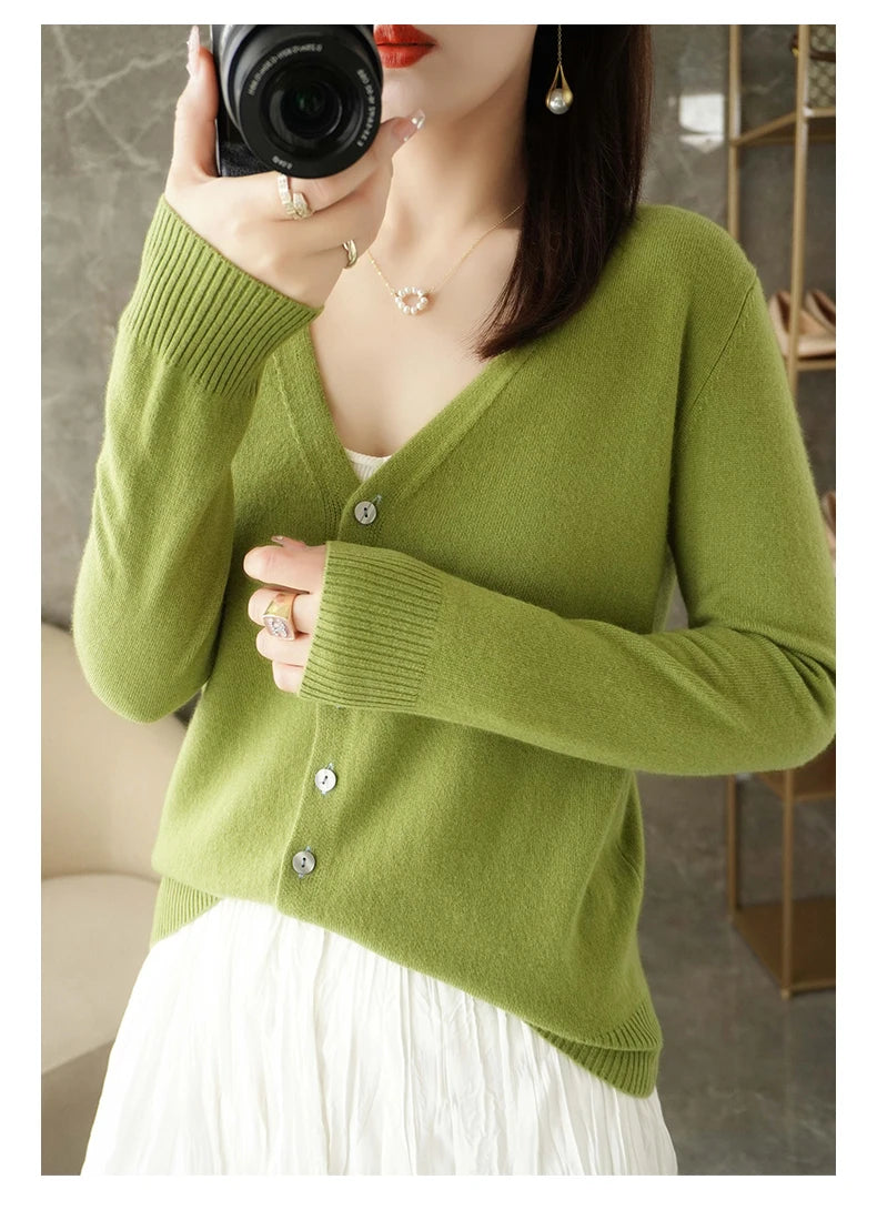 V-Neck Women Loose Sweater Cardigan