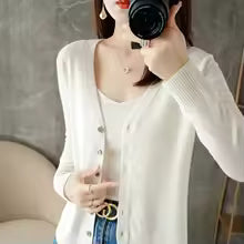 V-Neck Women Loose Sweater Cardigan